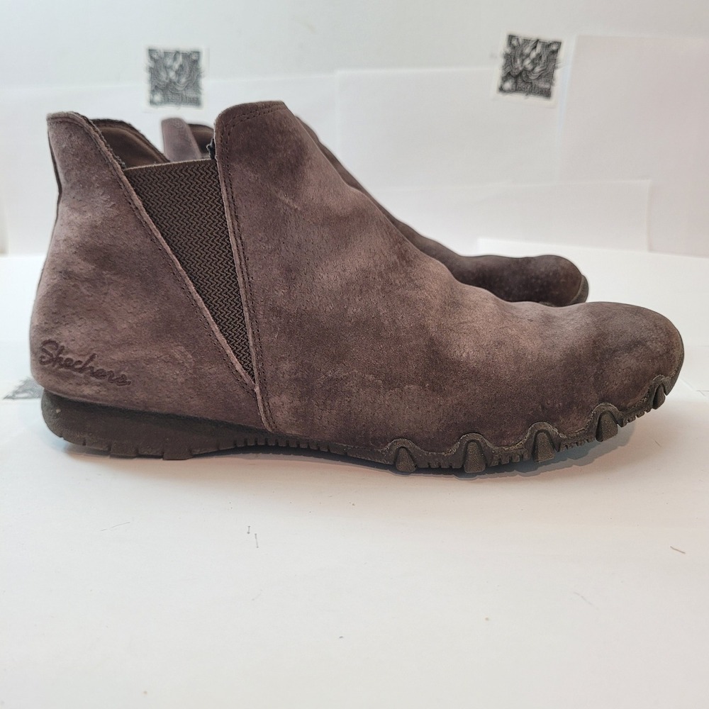 Skechers Reggae Fest Moro Ankle Boots Women Brown Suede Relaxed Fit 44952